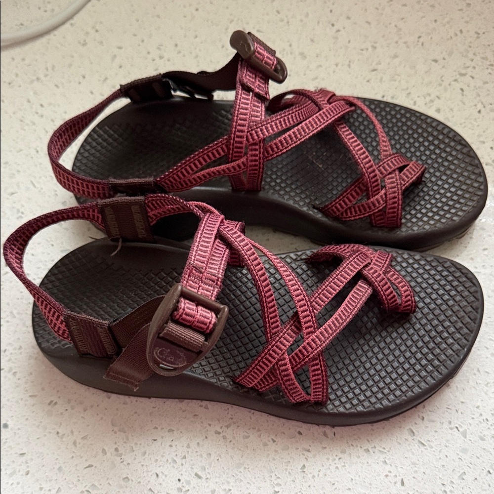 Chaco Burgundy and Brown Sandals